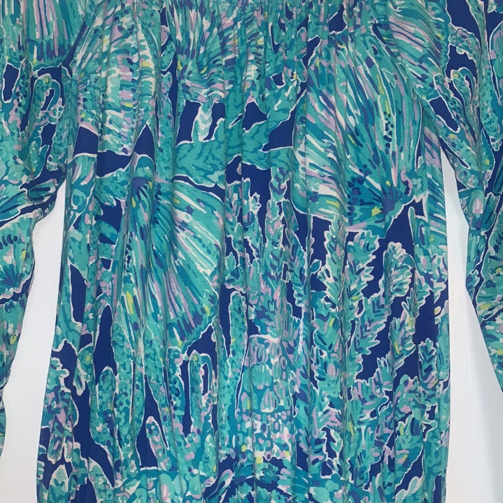 Lilly Pulitzer Lana Romper XXS Tortuga Time EUC Off Shoulder - Picture 4 of 14
